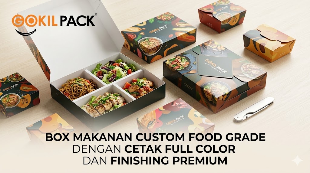 Box makanan custom food grade cetak full color dari Gokil Pack