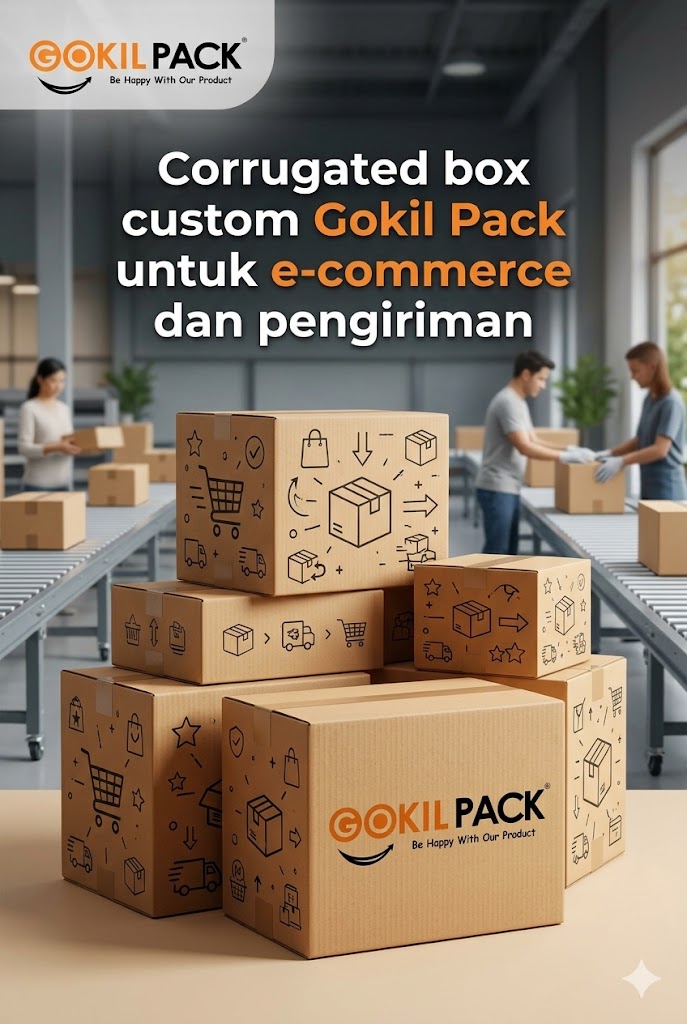 Corrugated box custom Gokil Pack untuk e-commerce dan pengiriman