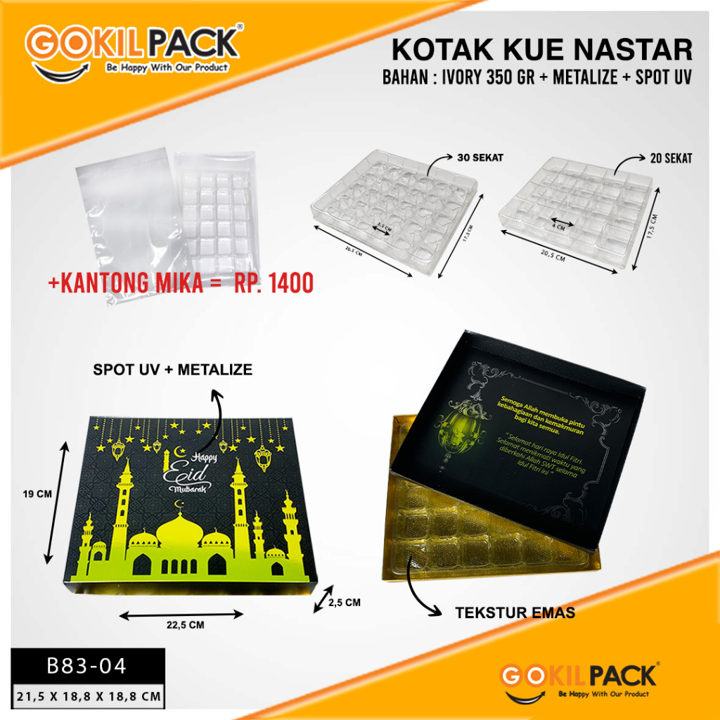 Box Coklat Kotak Nastar Mika Sekat Dus Lebaran Murah - B83 - Image 4