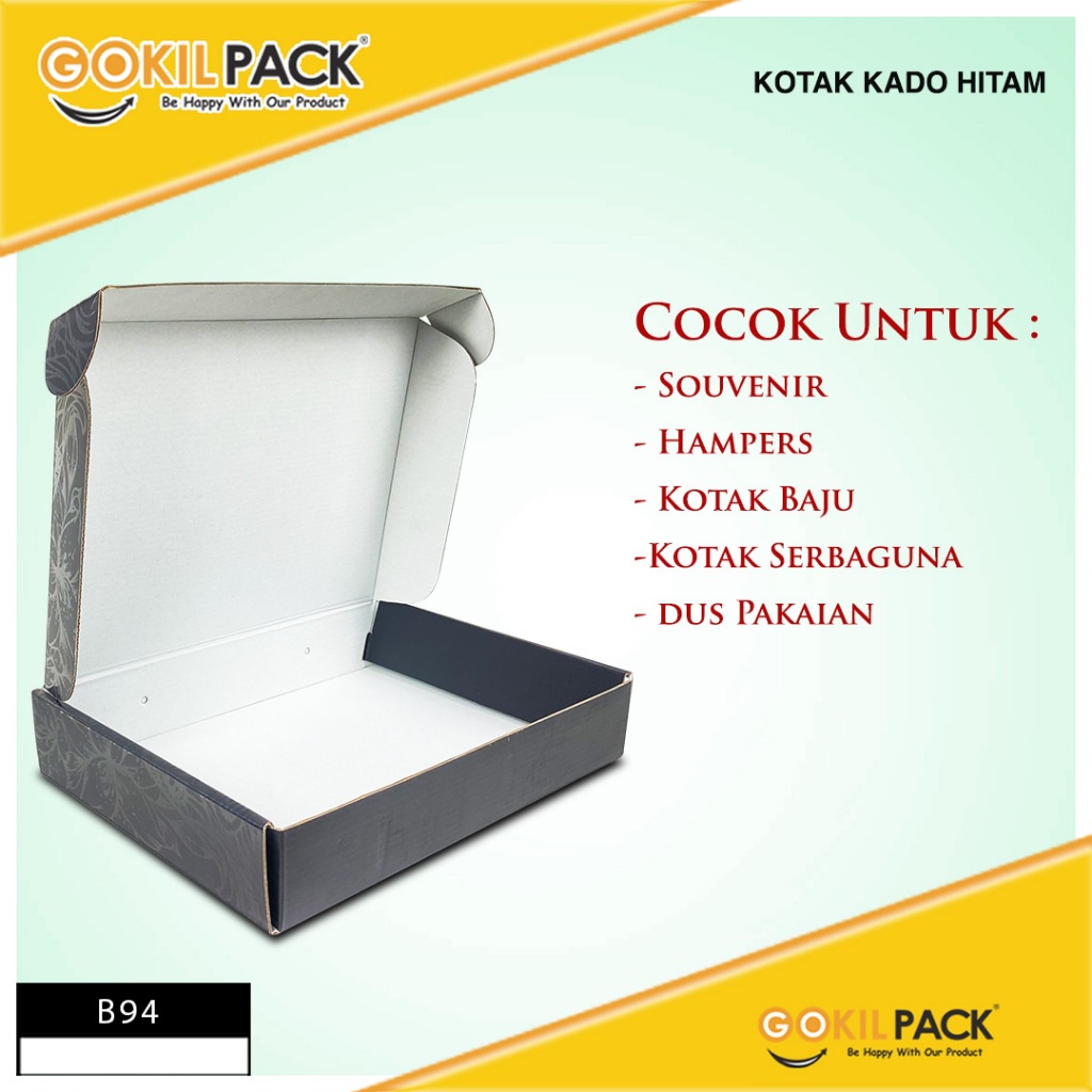 Box Kado - Dus Hampers - Kotak Hadiah - Premium Spot UV Hitam - Gift - B94 - Image 2