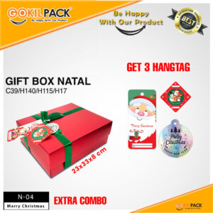 Box Kado - Kotak Hadiah Metalize Special Natal - Gift Box Premium Merry Christmas - N-04