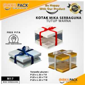 Box Mika / Kotak Kue Mika / Box Cupcake + Tatakan / Packaging Mika 22x22 /M17