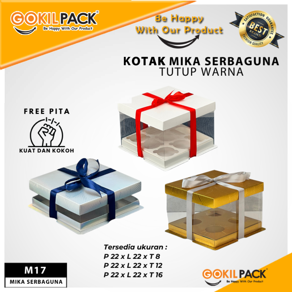 Box Mika / Kotak Kue Mika / Box Cupcake + Tatakan / Packaging Mika 22x22 /M17