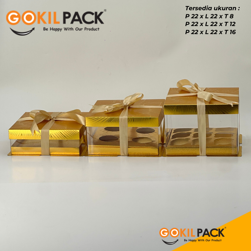 Box Mika / Kotak Kue Mika / Box Cupcake + Tatakan / Packaging Mika 22x22 /M17 - Image 2