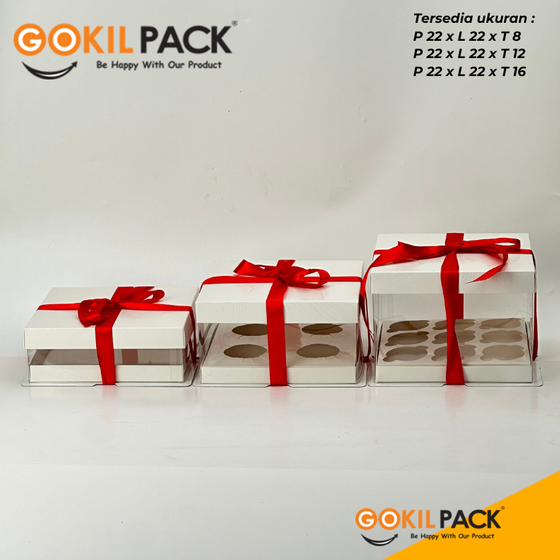 Box Mika / Kotak Kue Mika / Box Cupcake + Tatakan / Packaging Mika 22x22 /M17 - Image 3