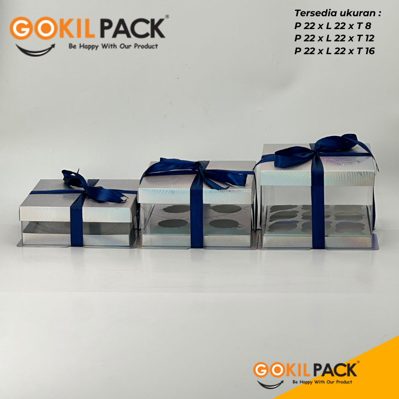 Box Mika / Kotak Kue Mika / Box Cupcake + Tatakan / Packaging Mika 22x22 /M17 - Image 4