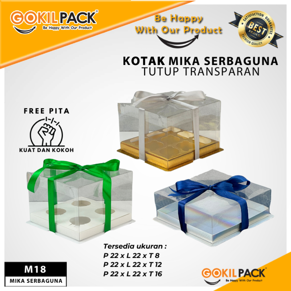 Box Mika / Kotak Kue Mika / Box Cupcake + Tatakan / Packaging Mika 22x22 /M18