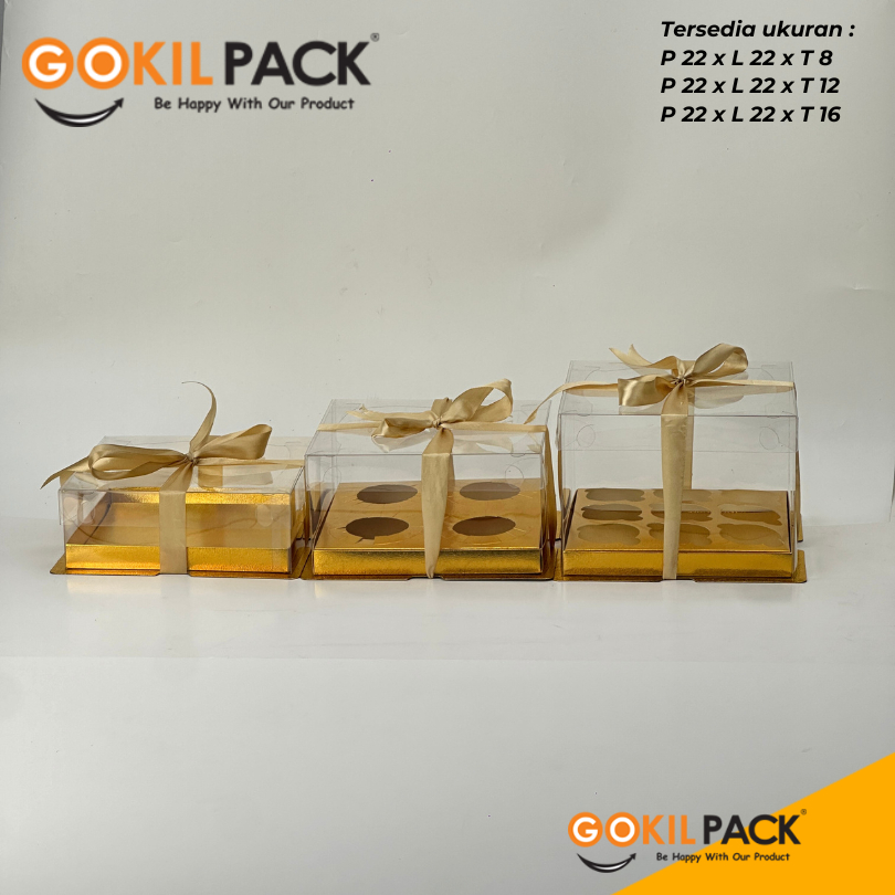Box Mika / Kotak Kue Mika / Box Cupcake + Tatakan / Packaging Mika 22x22 /M18 - Image 2