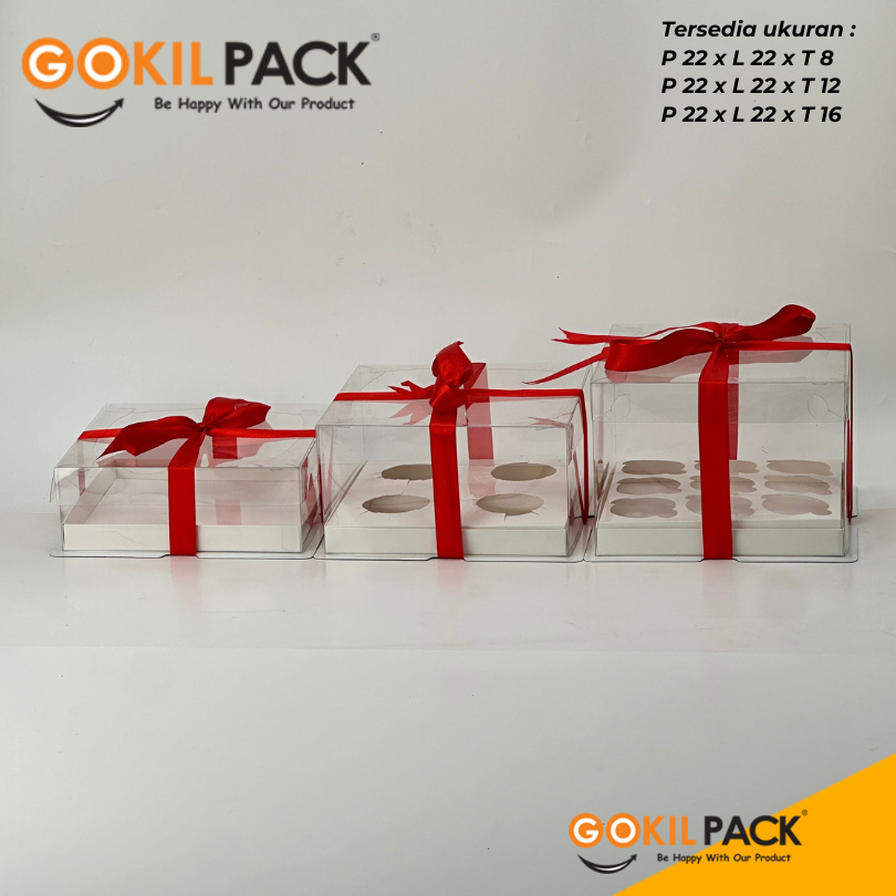 Box Mika / Kotak Kue Mika / Box Cupcake + Tatakan / Packaging Mika 22x22 /M18 - Image 3
