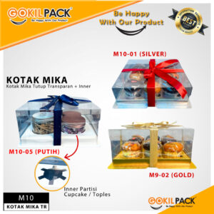 Box Mika / Kotak Kue Mika / Box Cupcake + Tatakan / Packaging Mika / 25x25 /tutup hologram M10