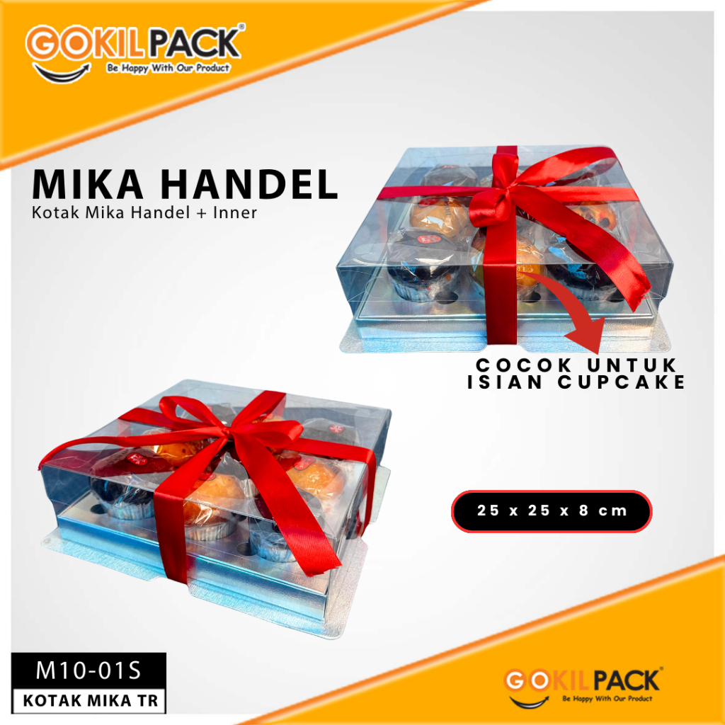 Box Mika / Kotak Kue Mika / Box Cupcake + Tatakan / Packaging Mika / 25x25 /tutup hologram M10 - Image 2