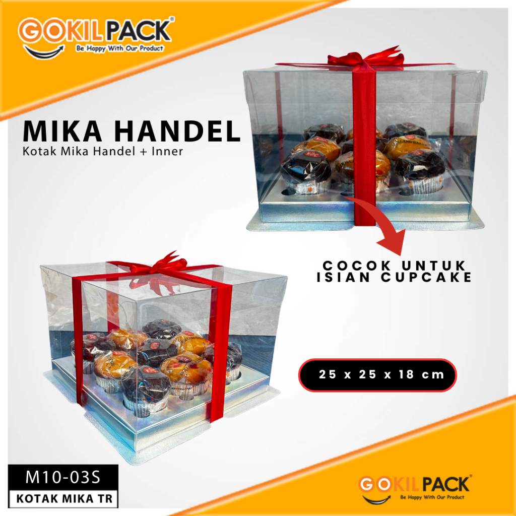 Box Mika / Kotak Kue Mika / Box Cupcake + Tatakan / Packaging Mika / 25x25 /tutup hologram M10 - Image 3
