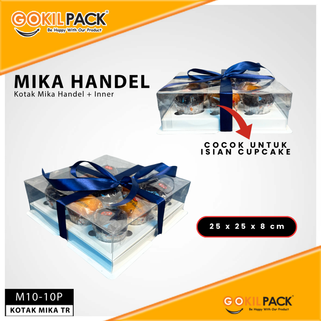 Box Mika / Kotak Kue Mika / Box Cupcake + Tatakan / Packaging Mika / 25x25 /tutup hologram M10 - Image 4