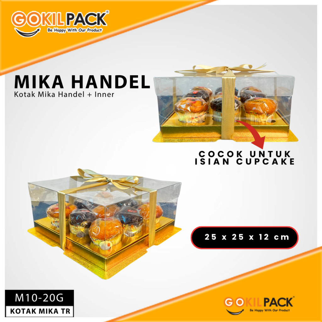 Box Mika / Kotak Kue Mika / Box Cupcake + Tatakan / Packaging Mika / 25x25 /tutup hologram M10 - Image 7