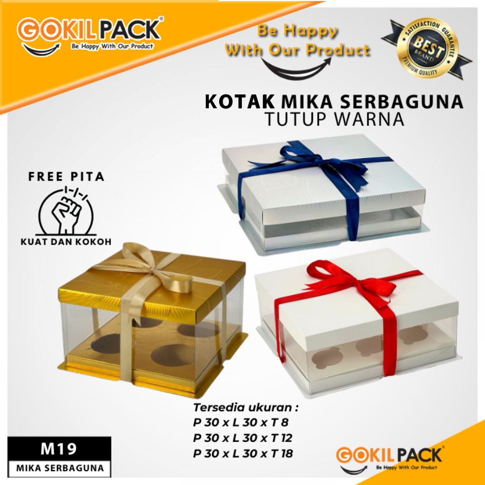 Box Mika / Kotak Kue Mika / Box Toples + Tatakan / Packaging Mika 30x30/ M19