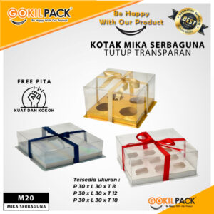 Box Mika / Kotak Kue Mika / Box Toples + Tatakan / Packaging Mika 30x30/ M20