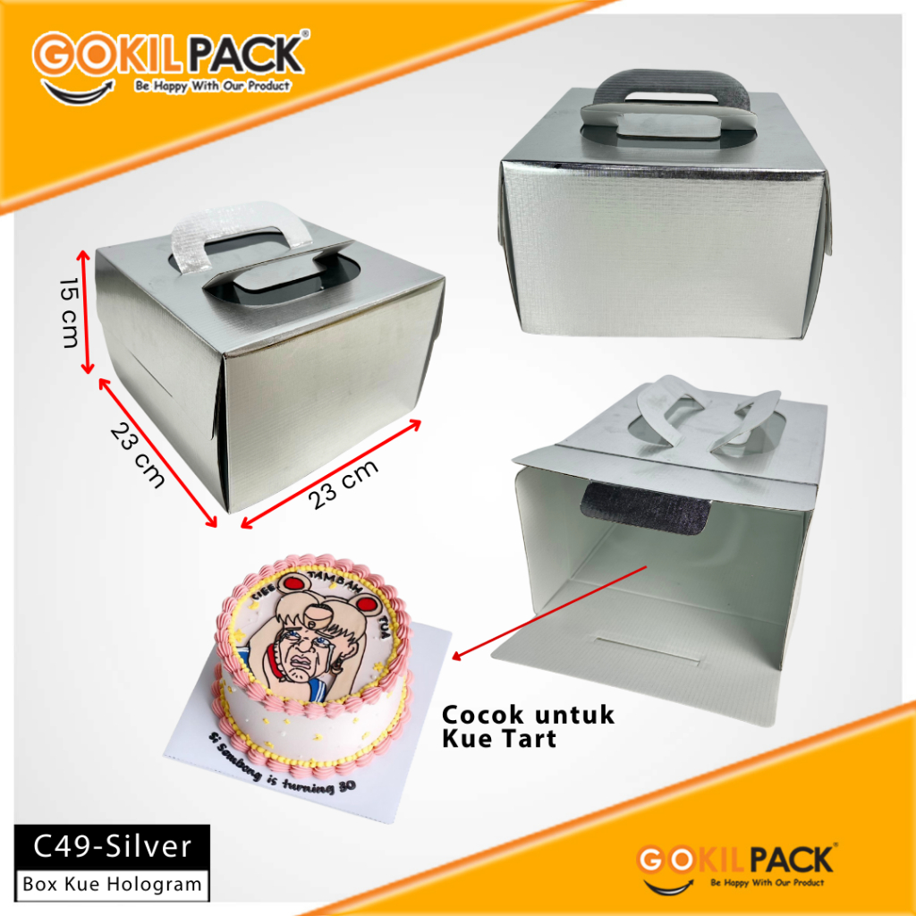 Cake Box - Dus Kue Hologram - Box Kue Mewah Silver Hologram - C49 - Image 3