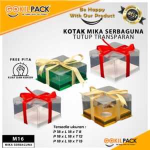 Cake Box Kotak Kue Mika Transparan Dus Hadiah - Tutup Mika 22x22
