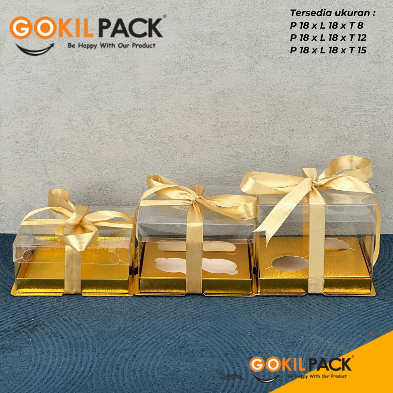 Cake Box Kotak Kue Mika Transparan Dus Hadiah - Tutup Mika 18x18/ M16 - Image 2
