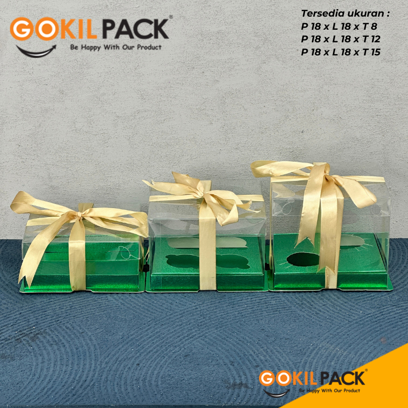 Cake Box Kotak Kue Mika Transparan Dus Hadiah - Tutup Mika 18x18/ M16 - Image 3