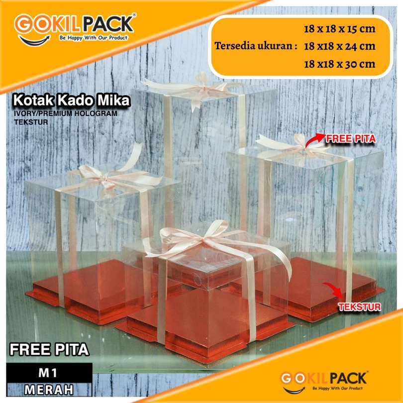 Box Mika Hadiah Gift Packaging Kotak Kue Hologram Murah Uk 30x30 - Image 3