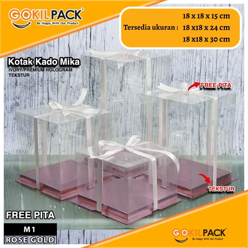 Box Mika Hadiah Gift Packaging Kotak Kue Hologram Murah Uk 30x30 - Image 4