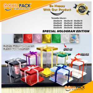 Cake Box Kotak Kue Mika Transparan Dus Hantaran - Tutup Mika | M1 (18x18)