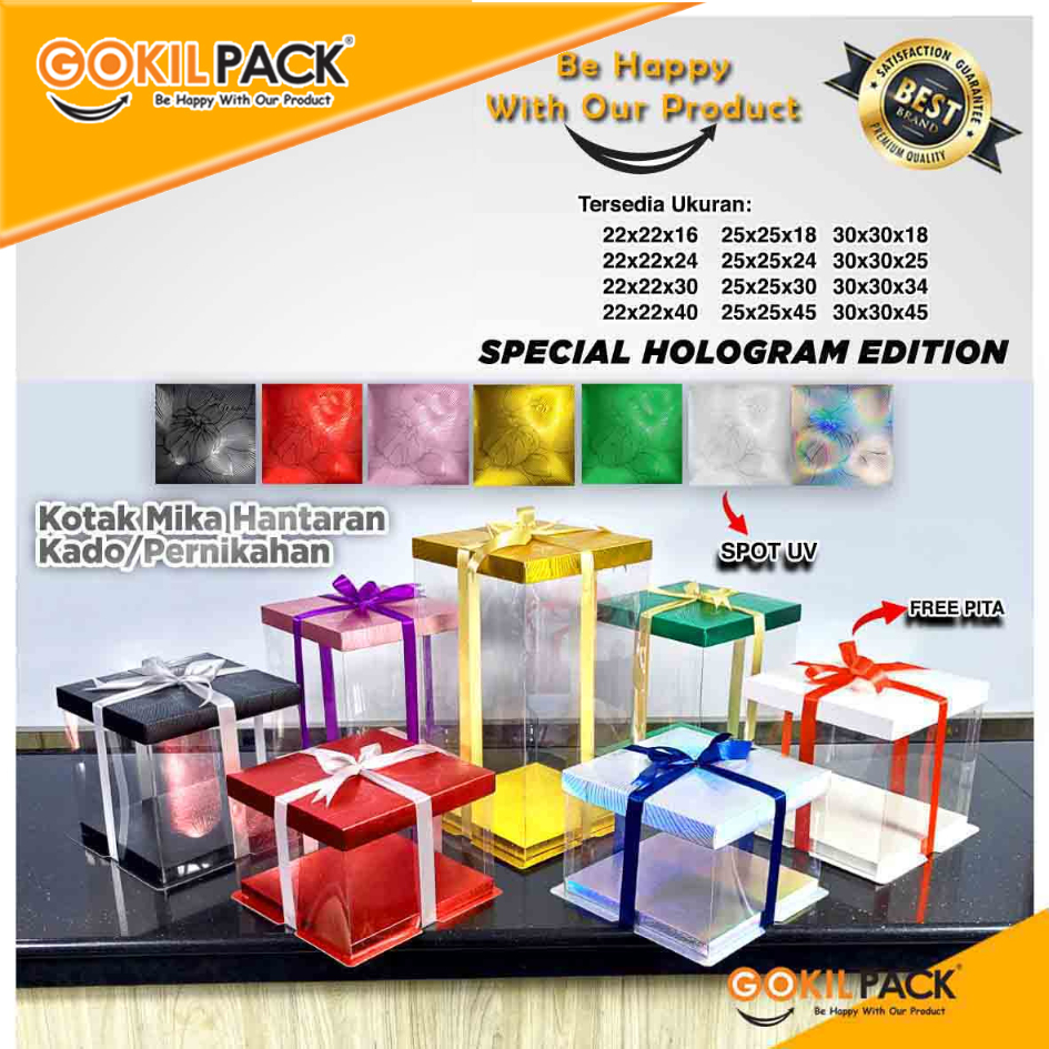 Cake Box Kotak Kue Mika Transparan Dus Hantaran - M1 Tutup Mika 30x30