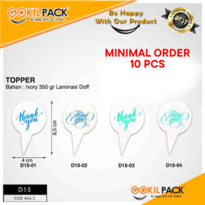 Topper Kue | Topper Kue Motif | Topper Thank You | Ivory | Murah  4x6.5 Topper Ucapan |D15