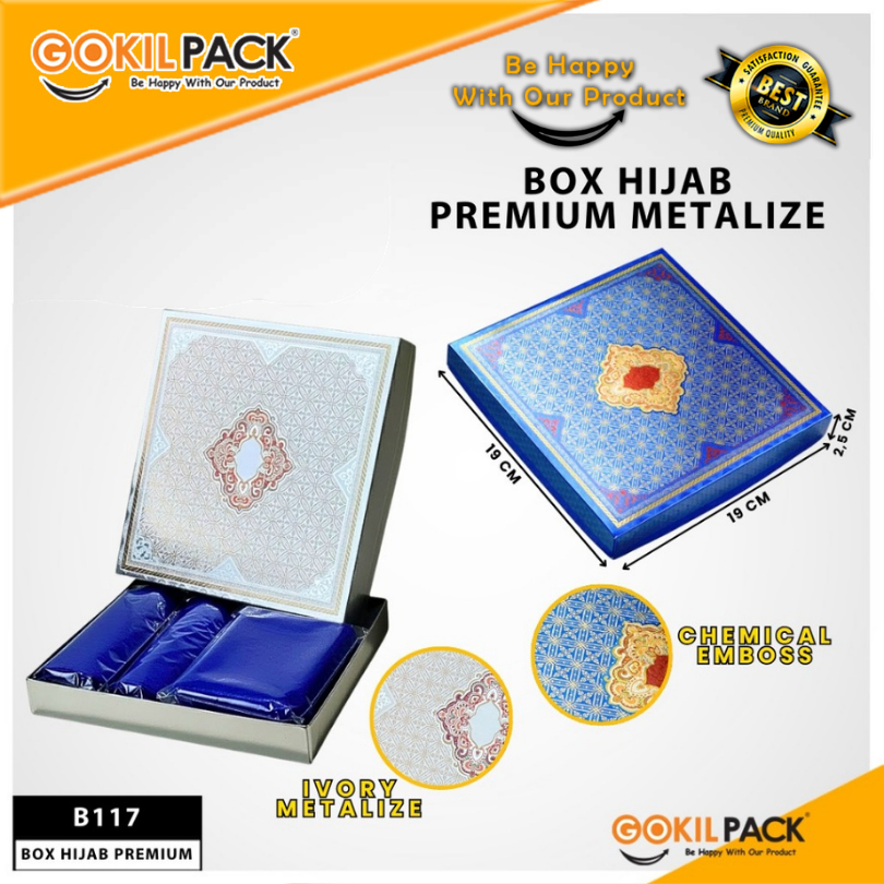 Box Hijab/Box Metalize B117 /Box Premium/Ukuran 19x19x2.5 cm