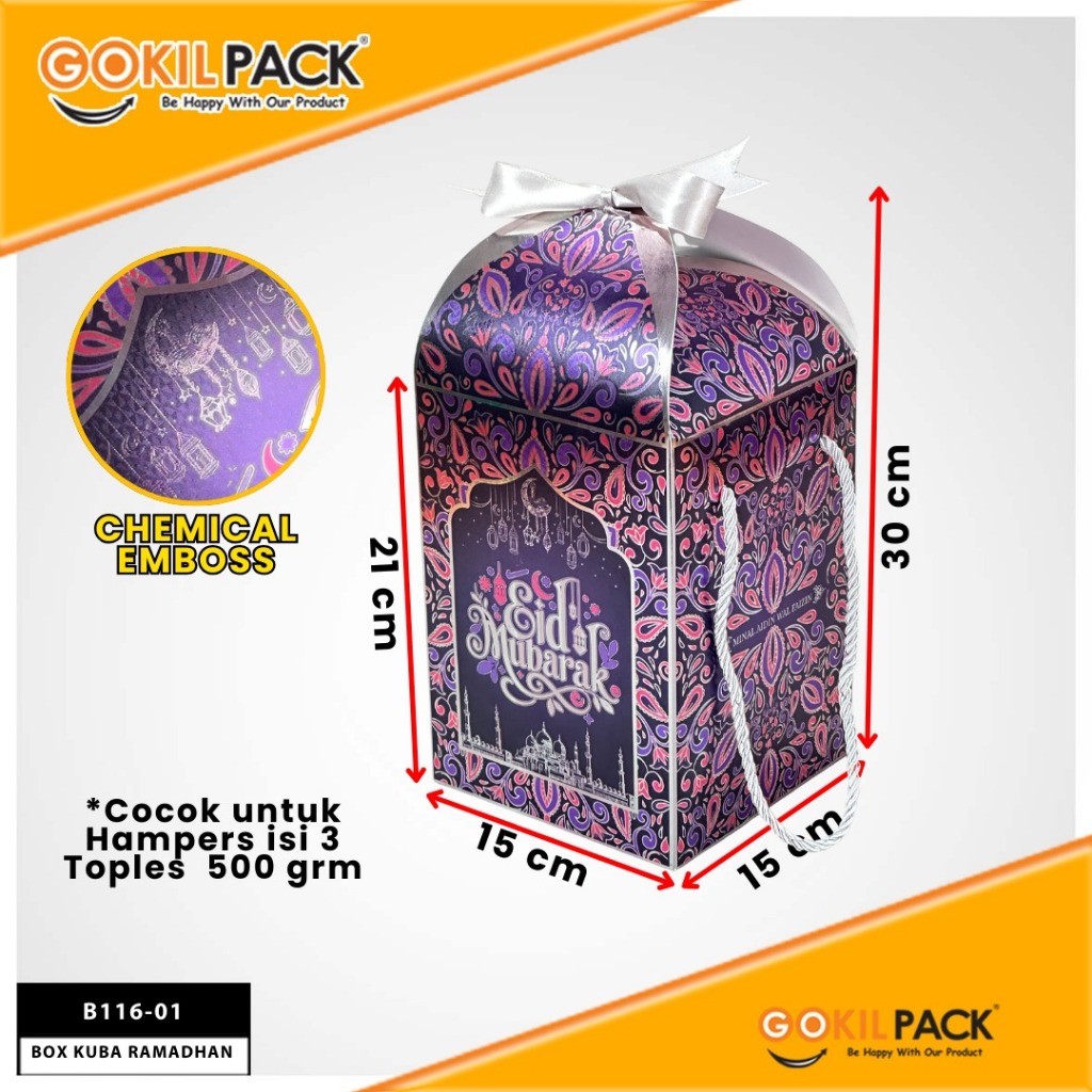 GOKILPACK - Box Kuba Metalize B116 - Wadah Toples 500 Gram Mewah - Kualitas Premium - Hadiah Spesial Ramadhan - Ukuran 15x15x21 cm - Ready Stock - Image 2