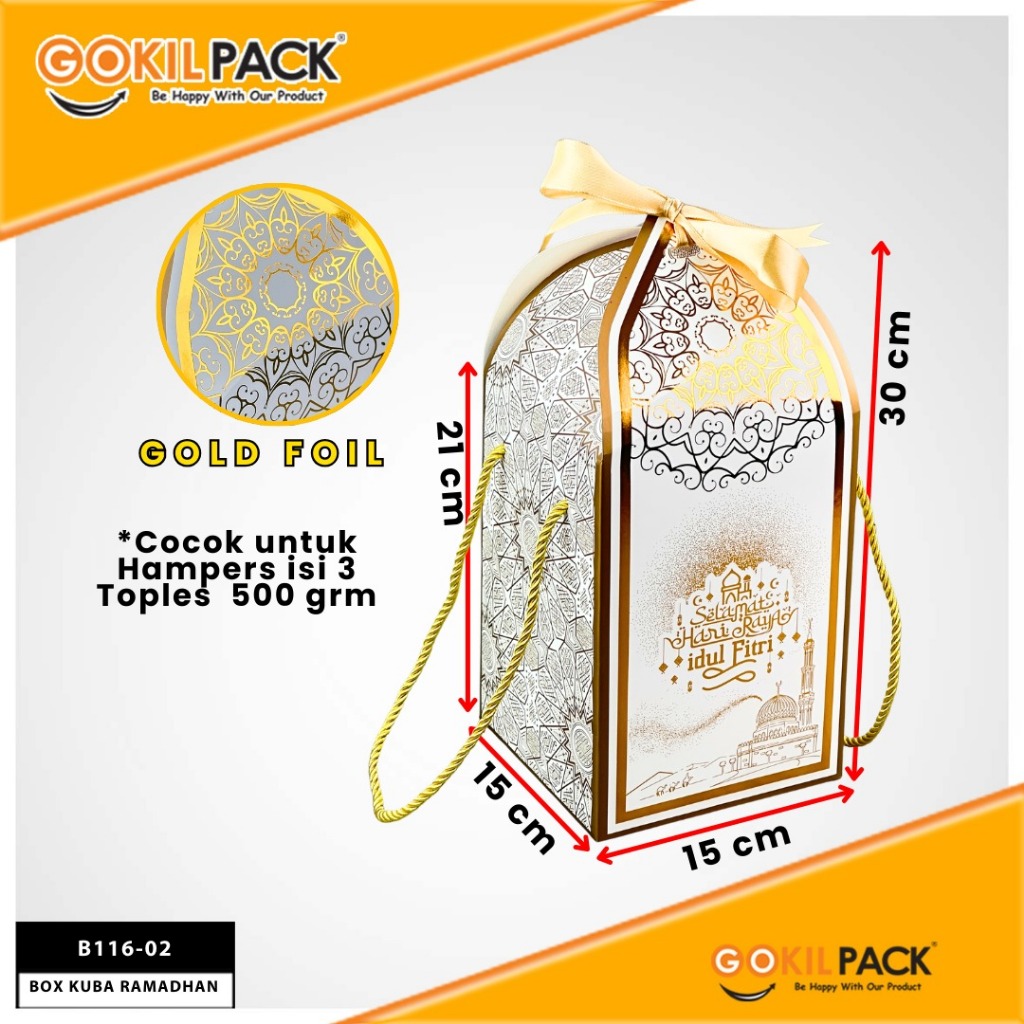GOKILPACK - Box Kuba Metalize B116 - Wadah Toples 500 Gram Mewah - Kualitas Premium - Hadiah Spesial Ramadhan - Ukuran 15x15x21 cm - Ready Stock - Image 3