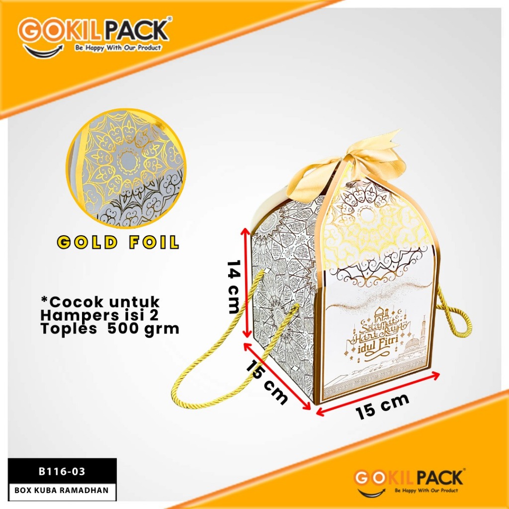 GOKILPACK - Box Kuba Metalize B116 - Wadah Toples 500 Gram Mewah - Kualitas Premium - Hadiah Spesial Ramadhan - Ukuran 15x15x21 cm - Ready Stock - Image 4