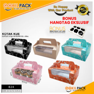 GOKILPACK - Cake Box Mika - Kotak Kue Mika Tenteng Uk 22.5x16.5x9 - B24