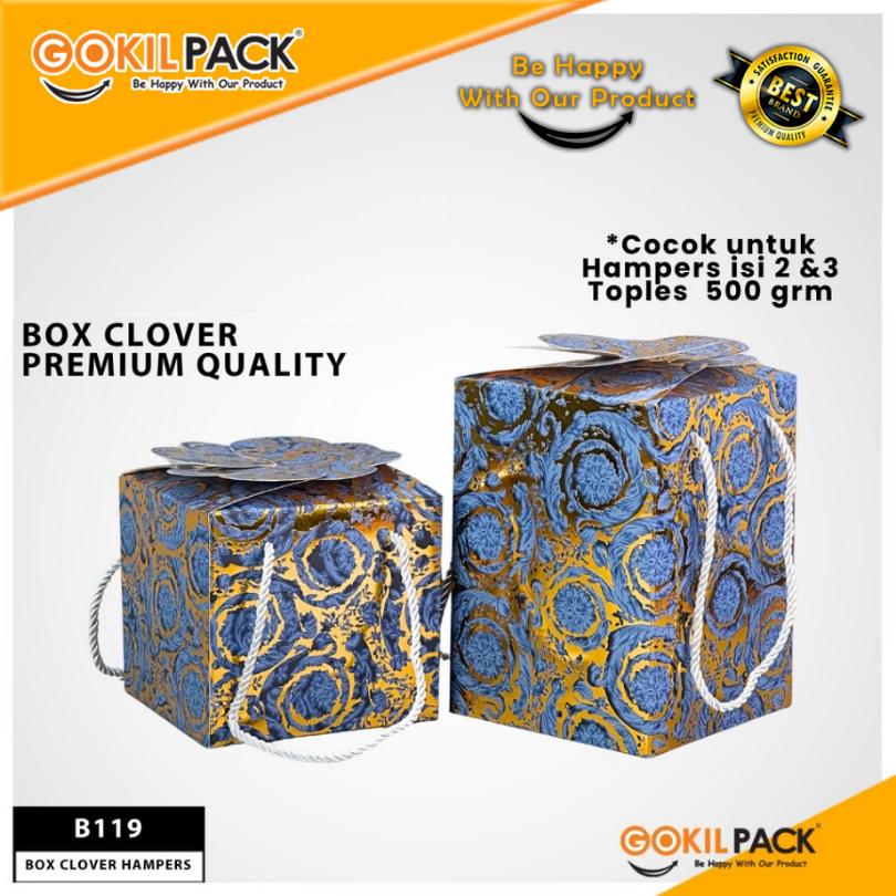 GOKILPACK - Clover Box Flower Brown| Wadah Box Toples | 500 Gram Mewah | B119