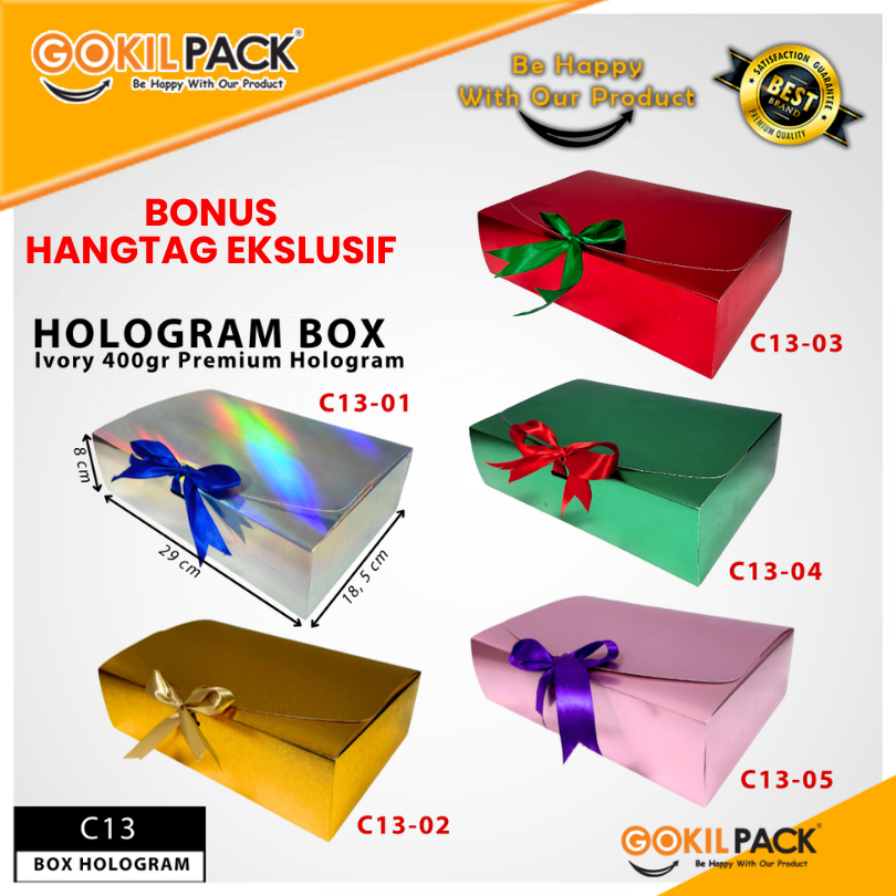 Kotak/Dus/Box kado/Kue/Baju/Hadiah/Hampers|Kotak Hologram Uk.29x18.5x8