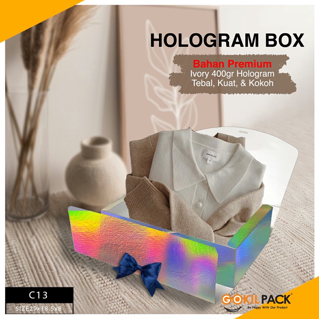 Kotak/Dus/Box kado/Kue/Baju/Hadiah/Hampers|Kotak Hologram Uk.29x18.5x8 - Image 2