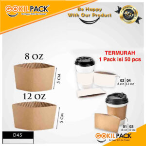 GOKILPACK - Sleeve Gelas 8oz - Sleeve Kraft Paper Cup|Pegangan Gelas Kertas - D45