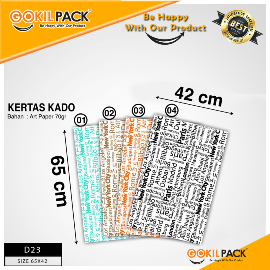 GOKILPACK - Wrapping Paper - Kertas Kado Art Paper 70 Gram - D23