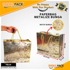 GOKILPACK Paper Bag Hadiah Jumbo  Motif Metalize Bunga Gift Bag Tas Kado Jinjing| 37.5x15x30cm |PB24