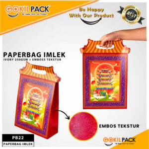 GOKILPACK Paper Bag Imlek Souvenir Murah Kantong Kertas Goodie Bag Premium PB22Bahan Ivory 250Gr Emboss Tekstur Panjang 26cm Lebar 11cm Tinggi 33cm Ready Stock