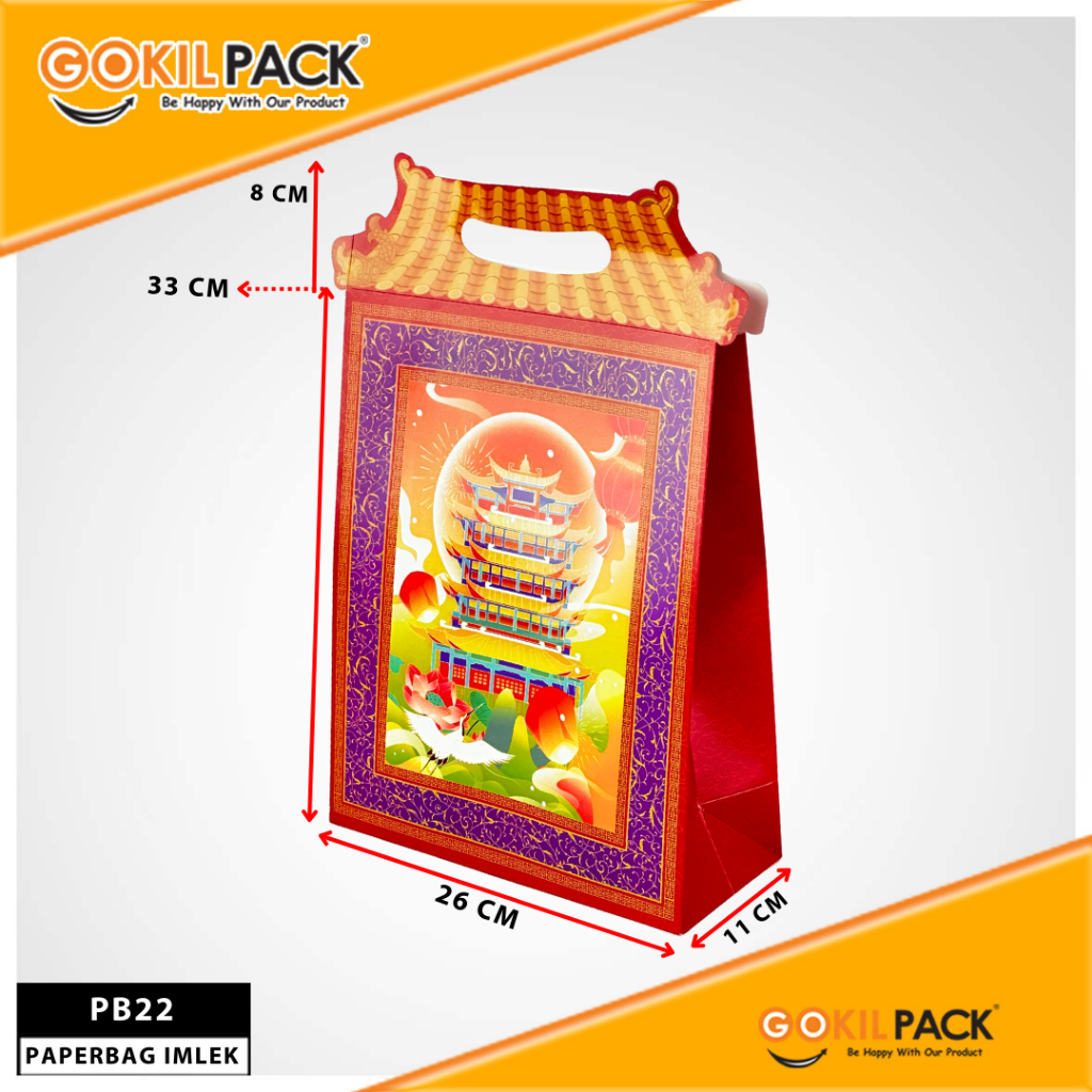 GOKILPACK Paper Bag Imlek Souvenir Murah Kantong Kertas Goodie Bag Premium PB22Bahan Ivory 250Gr Emboss Tekstur Panjang 26cm Lebar 11cm Tinggi 33cm Ready Stock - Image 2