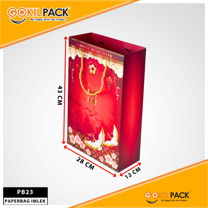 GOKILPACK Paper Bag Imlek Souvenir Murah Kantong Kertas Goodie Bag Premium PB23Bahan Ivory 250Gr - Image 3