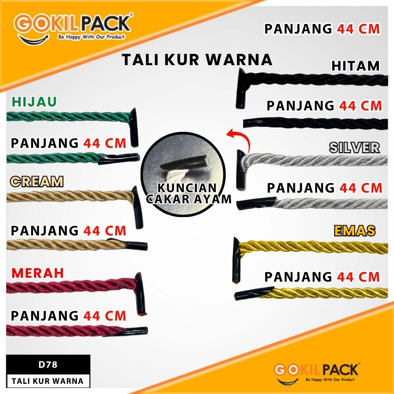 Tali Paperbag Tali Twist Import Tali Kur Tambang Kepang  D78 Tali Sumbu Polyester Warna Murah  5 mm Panjang 44 cm