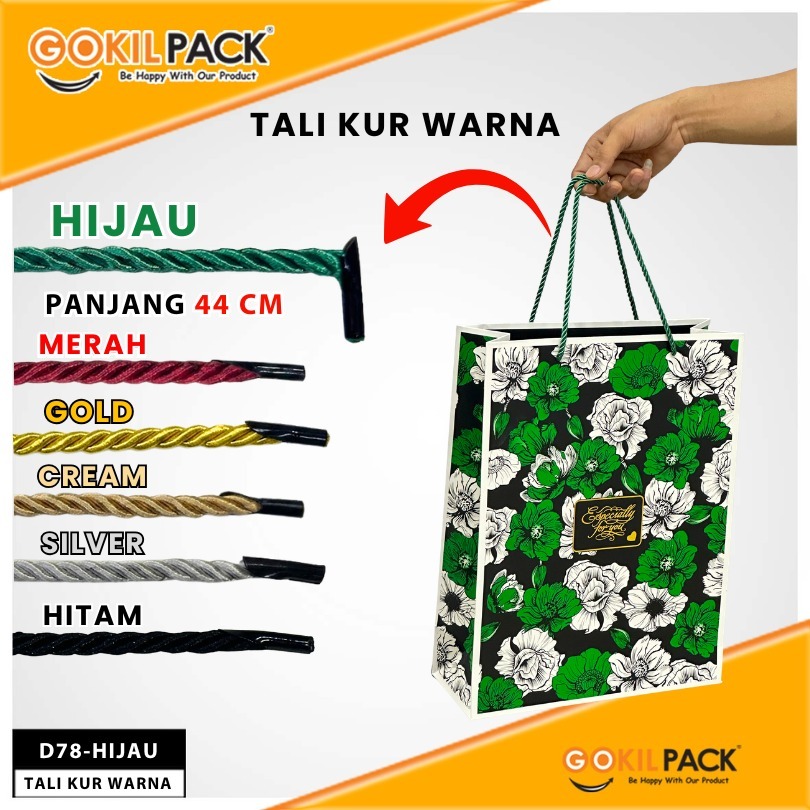 Tali Paperbag Tali Twist Import Tali Kur Tambang Kepang  D78 Tali Sumbu Polyester Warna Murah  5 mm Panjang 44 cm - Image 4
