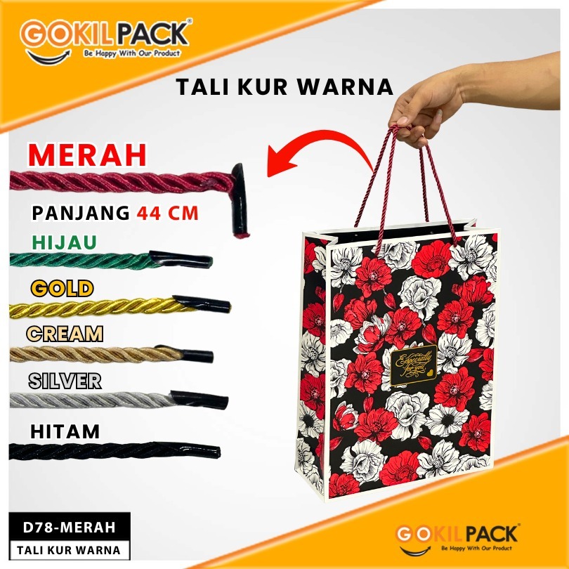 Tali Paperbag Tali Twist Import Tali Kur Tambang Kepang  D78 Tali Sumbu Polyester Warna Murah  5 mm Panjang 44 cm - Image 5