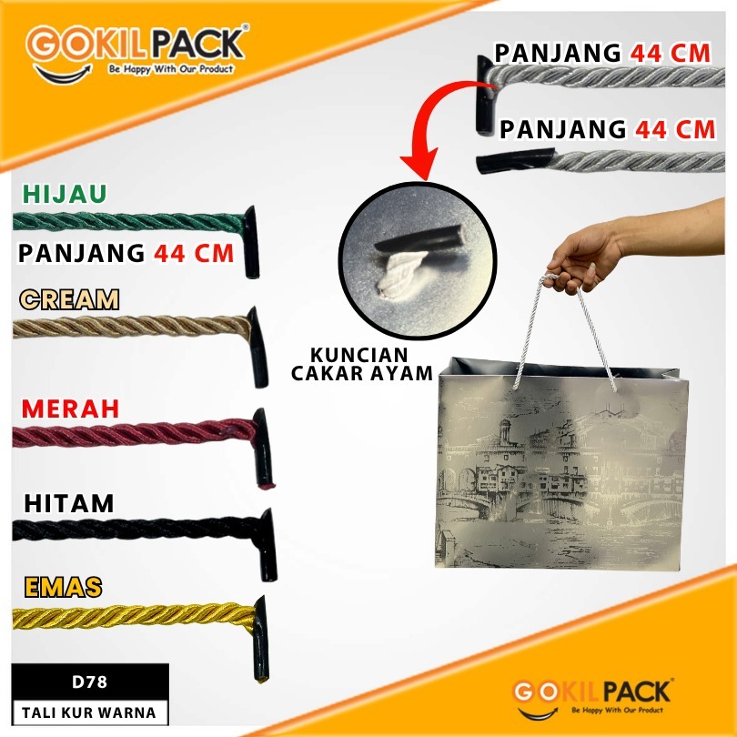 Tali Paperbag Tali Twist Import Tali Kur Tambang Kepang  D78 Tali Sumbu Polyester Warna Murah  5 mm Panjang 44 cm - Image 8