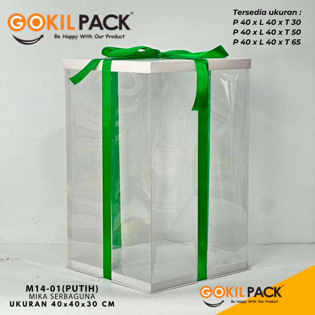 Gokil Pack Cake Box Kotak Kue Mika Transparan Dus Hadiah - Tutup warna 40x40 M14 - Image 2