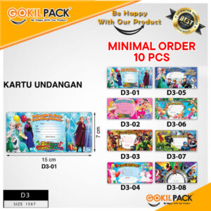 Kartu Undangan Ulang Tahun Anak Karakter 15x7 | D3