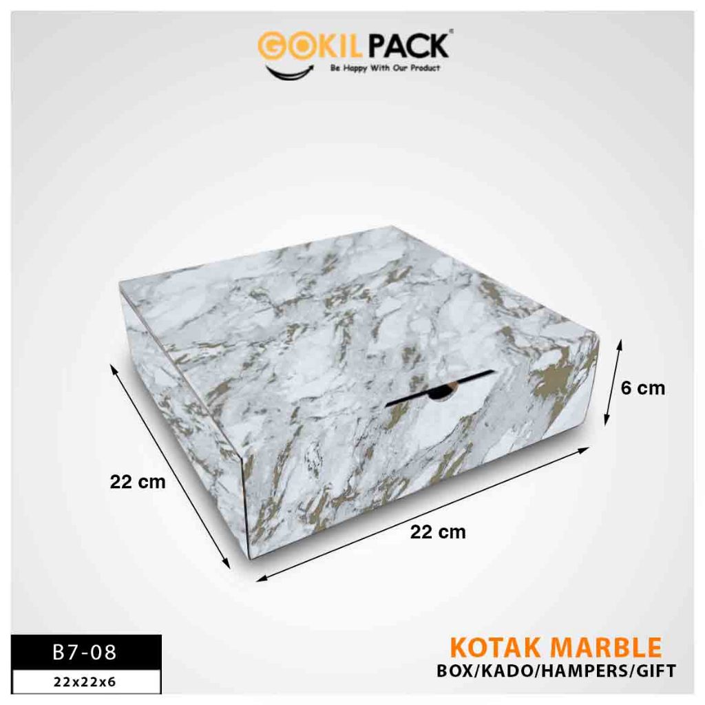 HOLOBOX Kotak Kado Baju B7 - Kotak Mika Marble - Kotak Souvenir 25x25x7 cm - Bahan Duplex 310GR/M150 - Motif Marble - Foto Plastik - FREE HANGTAG EKSLUSIF - Image 2